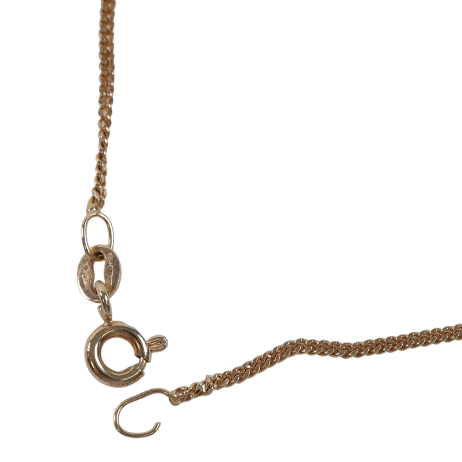 9ct gold jewellery, including three chains, chain links and single earring