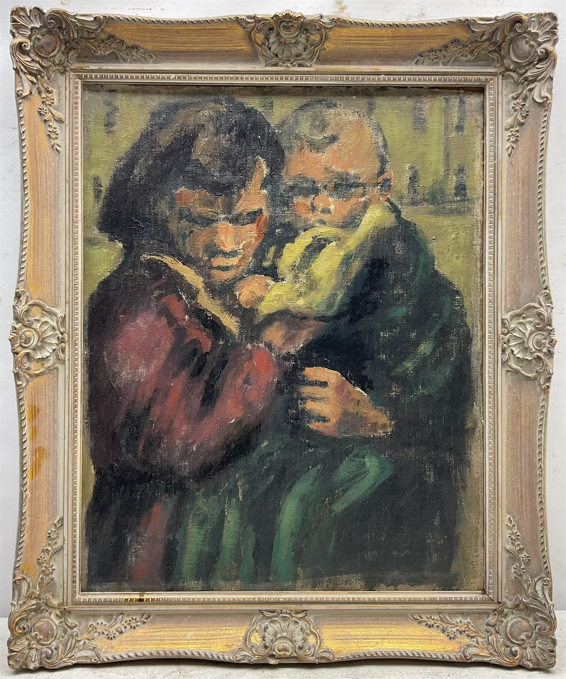 William Conor OBE RHA PPRUA ROI (Northern Irish 1881-1968): The Elder Sister, oil on canvas laid on to board, signed verso 50cm x 40cm