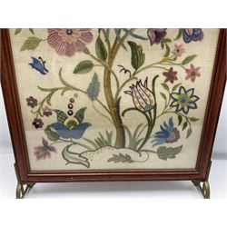 Two 1950s tapestries, the framed example celebrating the 1953 coronation, the second converted into a fire screen depicting a floral display, firescreen H70cm (2)