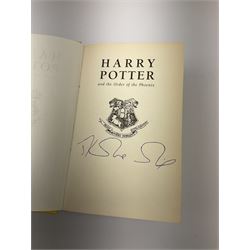 Rowling J.K.: Harry Potter and The Order of the Phoenix. 2003. First edition. Bears signature to the half title page. Unclipped dustjacket.