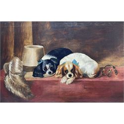 Sir Edwin Henry Landseer RA (British 1802-1873): King Charles Spaniels - ‘The Cavalier’s Pets’, oil on canvas signed J Binns and dated 1876, 60cm x 90cm