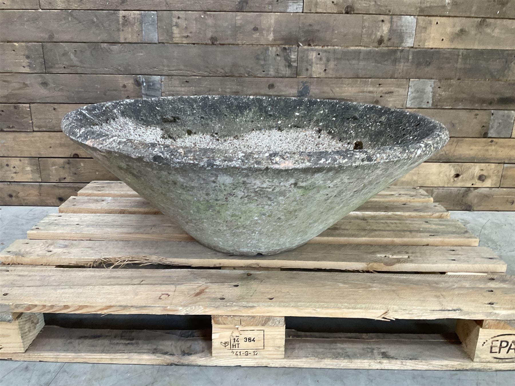 Large mid century tapering concrete planter