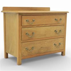 Small early 20th century light oak three drawer chest