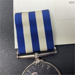 Victoria Egypt Medal 1882-89 awarded to 37 Pte. B. Massey 1/Yorkshire Regiment; with ribbon
