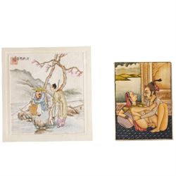 Chinese School (19th/20th Century): Yu Qiao Wenda or 'Dialogue between the Fisherman and t...