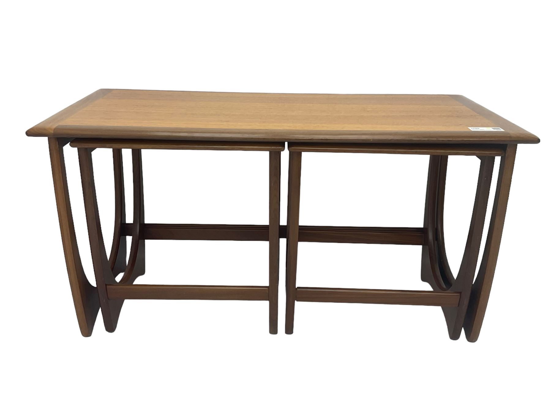 G-Plan - teak 'Astro' long-john nest of three tables, large rectangular coffee table and two square nesting tables