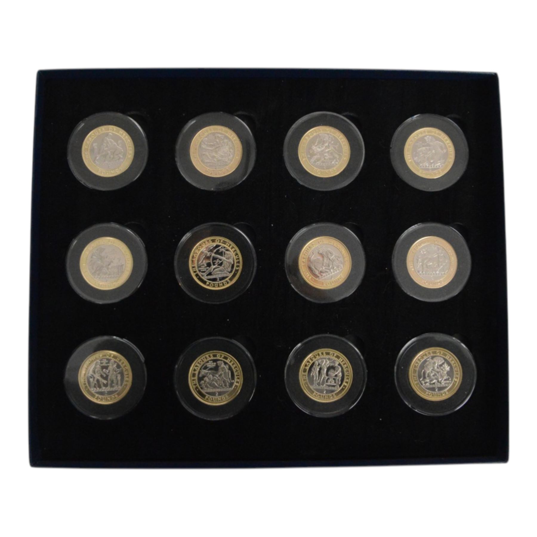 Queen Elizabeth II Gibraltar 2020 'Twelve Labours of Hercules' set of twelve two pound coins, cased with certificates