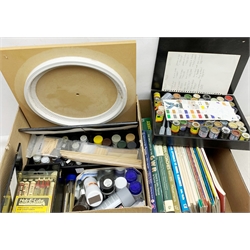 Quantity of acrylic, floquil and enamel modelling paints; and collection of books and booklets on railway modelling and general railway interest