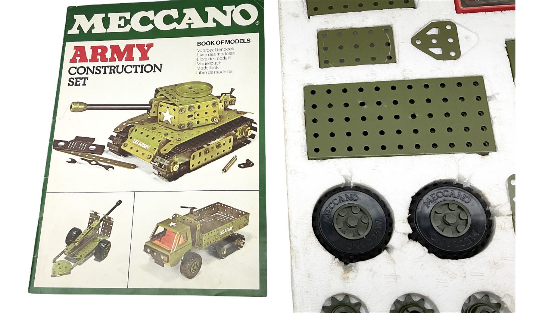 Meccano - unopened Multimodels Set No.6024139; Army Construction Set, boxed with instructions and part used decal sheet; and part No.2 Motorised Construction Set, boxed with instructions (3)