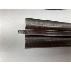 Midland Gun Company Birmingham & London 12-bore side-by-side box-lock non-ejector double barrel shotgun with 76cm damascus barrels, Prince of Wales style walnut stock with chequered grip and fore-end, top safety and engraved lock no.62160 L120cm overall; in scratch built baize lined wooden case. SHOTGUN CERTIFICATE REQUIRED.