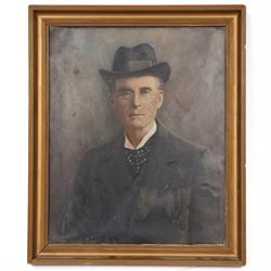 Oliver Francois Xavier Sarony (Canadian 1820-1879): Portrait of a Man, photograph overpainted in oils, with Sarony Scarborough studio label verso, 30cm x 25cm