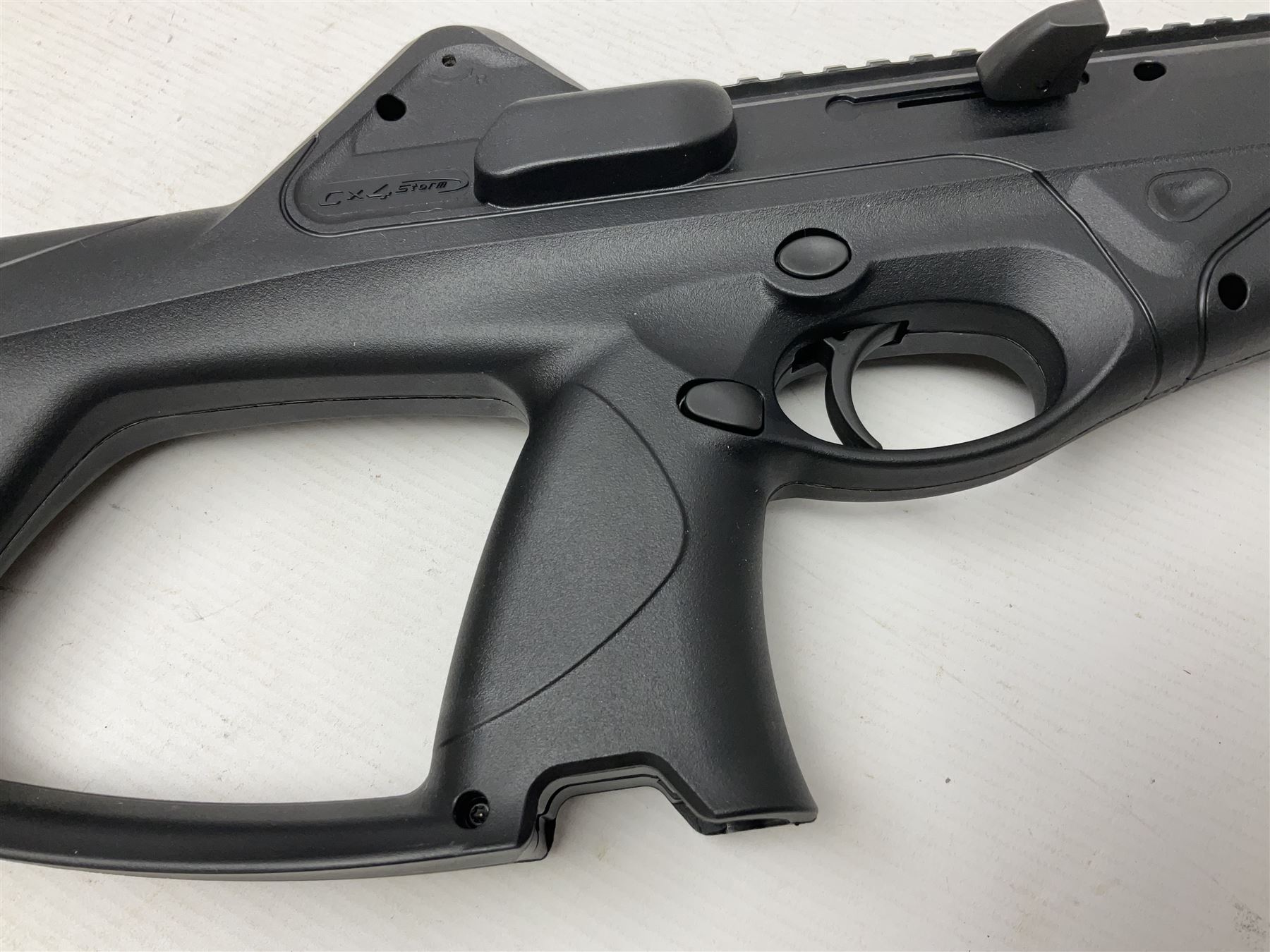 Beretta Cx4 Storm .177 CO2 rifle with Beretta 4 x 32 TriTac scope L78cm; in fitted hard carrying case with instructions, Umarex sound moderator, two magazines and 88g cylinder;Beretta Cx4 Storm .177 CO2 rifle with Hawke Red Dot 30 scope L78cm; in fitted hard carrying case with two magazines and 88g cylinder; NB: AGE RESTRICTIONS APPLY TO THE PURCHASE OF AIR WEAPONS.