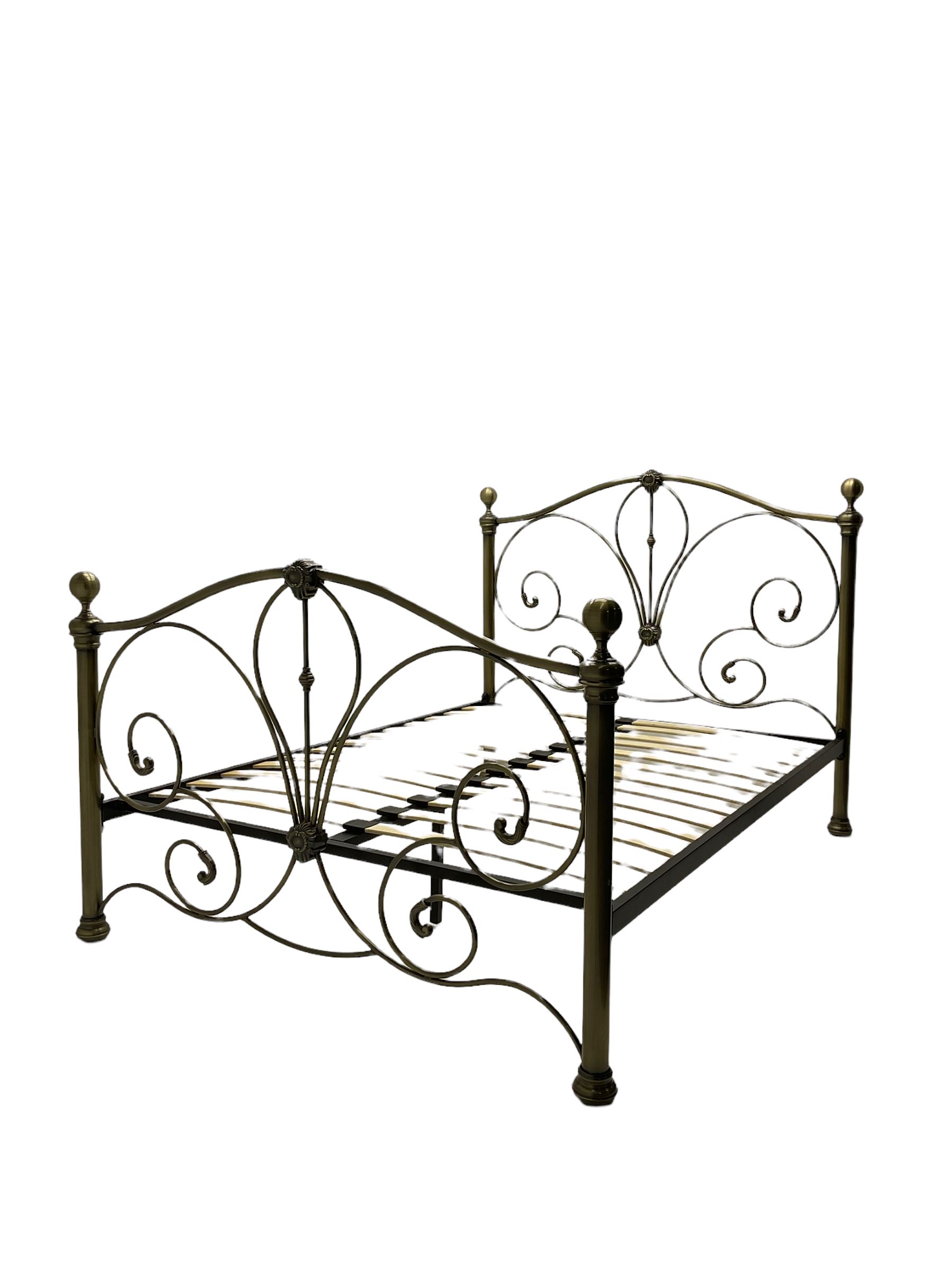 Bronze finish metal 4’ 6” double bedstead