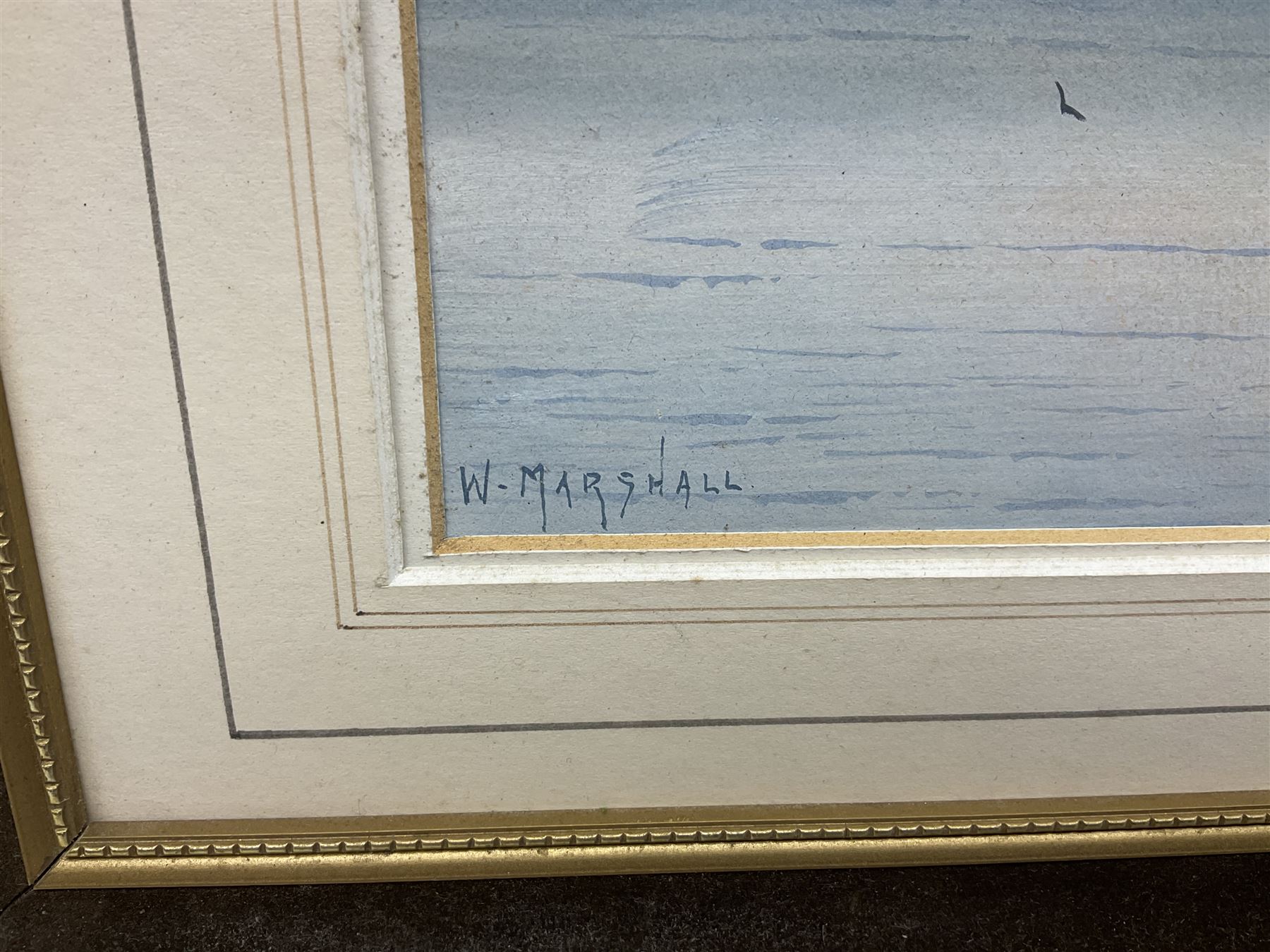 W. Marshall (20th century) - Town Dock Hull; watercolour; gilt frame; two Amy Johnson enamelled brooches as aircraft and Amy Johnson medallion; and quantity of books and booklets of Hull interest