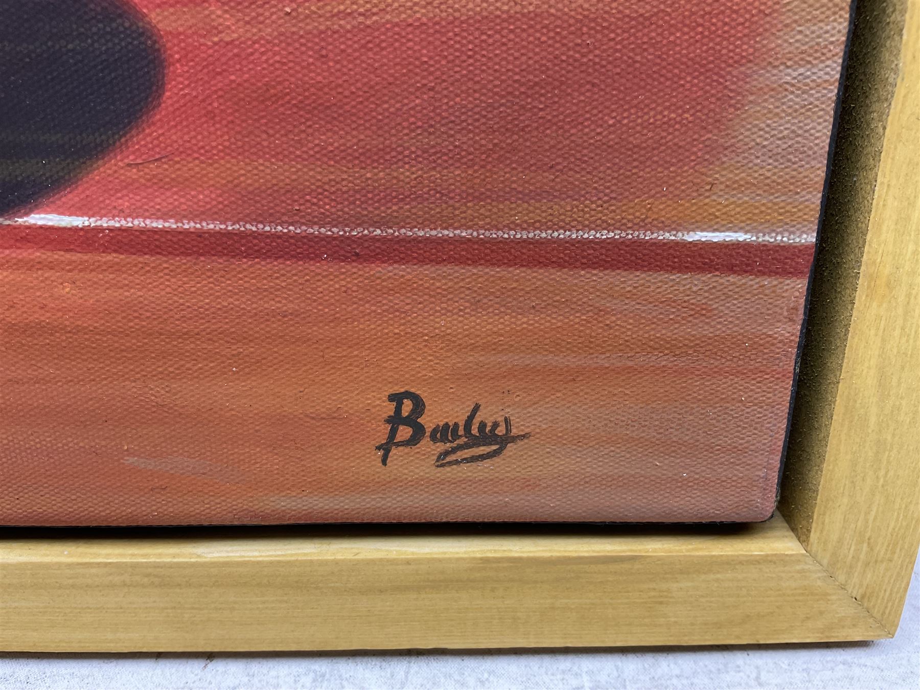 Peter J Bailey (British 1951-): 'To Share an Orange', oil on canvas signed, titled verso 41cm x 51cm