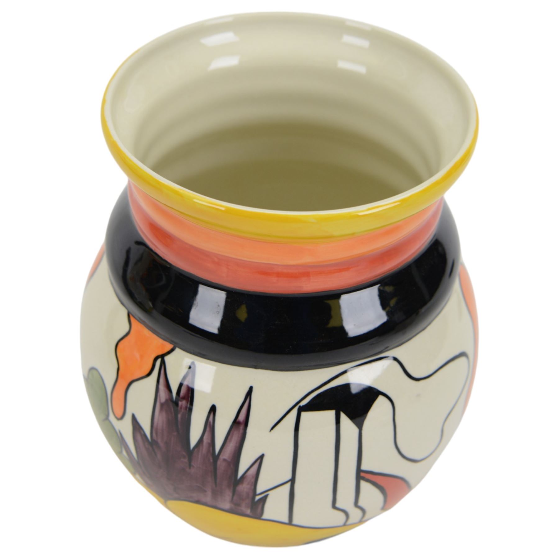 Lorna Bailey for Old Ellgreave Pottery twin handled vase and teapot, decorated in the ‘Bridge and Stream’ pattern, together with a vase and jug, decorated in the ‘House and Path’ pattern, tallest H21.5cm (4)