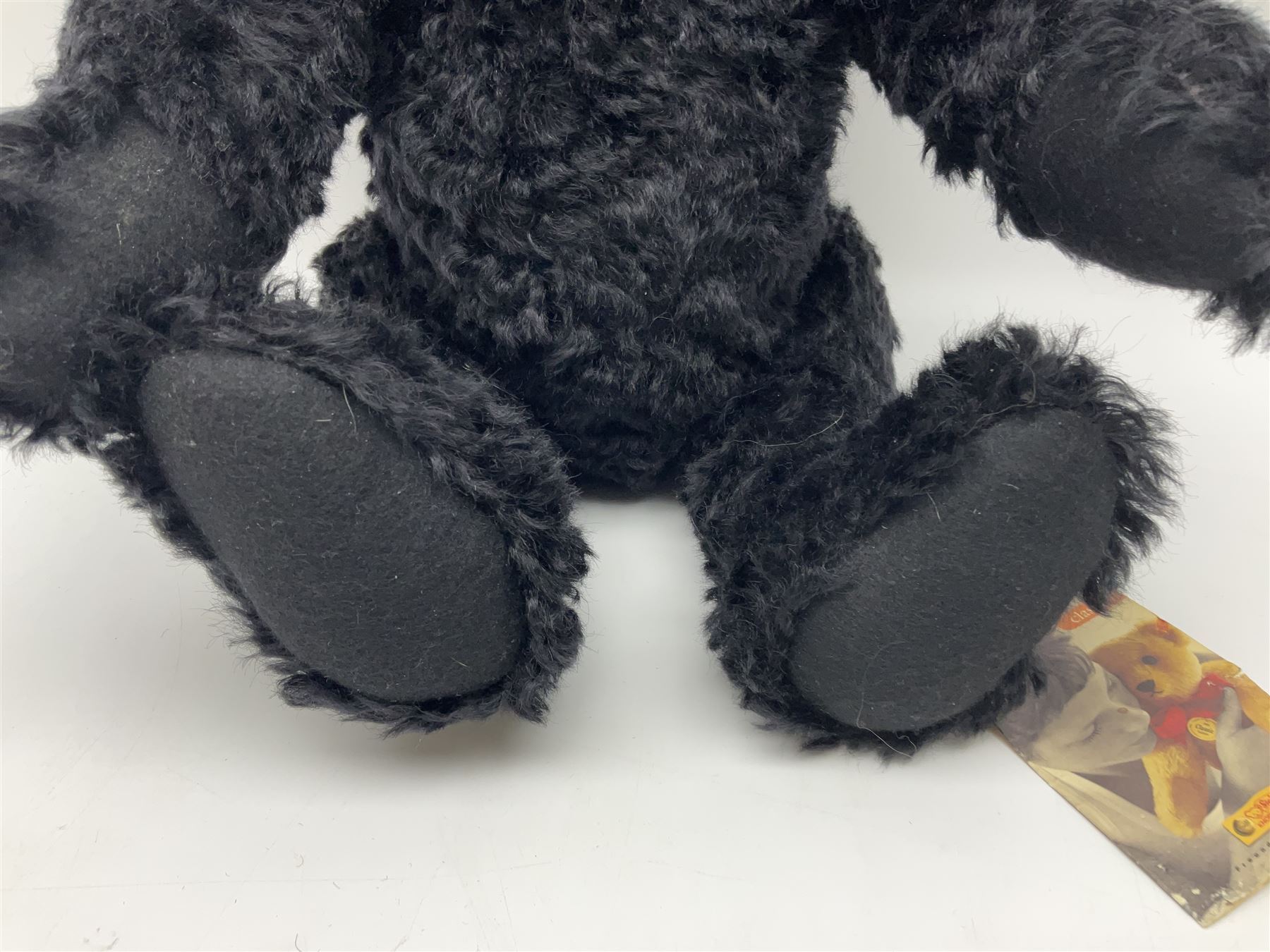 Steiff Classic Teddy Bear in black mohair with working growler mechanism and red stitched detail, H42cm