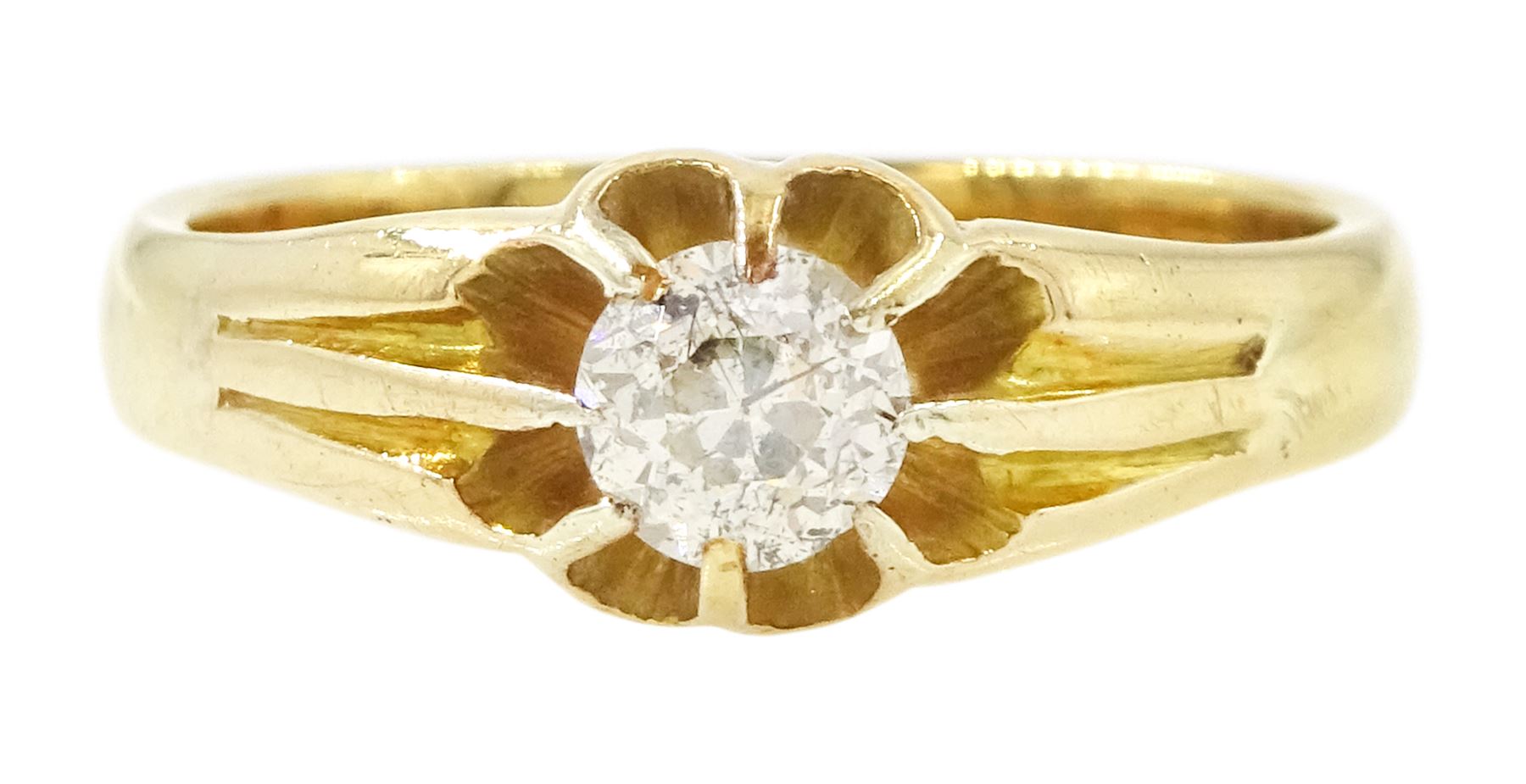 Early 20th century gold diamond ring, eight claw set with a single old cut diamond of approx 0.45 carat, stamped 18ct