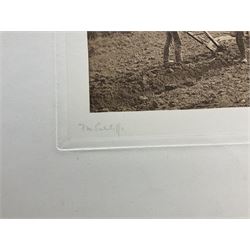 Frank Meadow Sutcliffe (British 1853-1941): 'Dinner Time' - Foulbriggs Field Lealholm Hall Farm, 19th century photographic print signed on the margin in pencil, with embossed border  15cm x 19.5cm; another similar mounted photograph of a Port scene (unframed) (2)