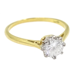  Gold brilliant cut diamond solitaire ring, stamped 18ct, diamond approx 0.65 carat  