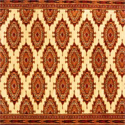 Three rugs,  comprising a Baluch rug in crimson ground, 179x97cm, a Tekke Bokhara rug in crimson ground, 201x132cm, and a Bokhara rug in ochre ground, 125x175cm 