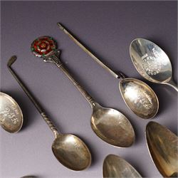 Quantity of assorted silver cutlery including sauce ladle, Victorian caddy spoon, various teaspoons, golf club spoons etc