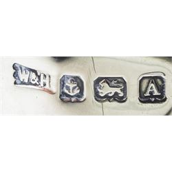 1920's silver christening mug, of plain form with engraved monogram and date to body and scroll handle, upon a circular stepped foot, hallmarked Walker & Hall, Birmingham 1925, H8.5cm, together with a Victorian silver three piece christening set, comprising knife, fork and spoon with beaded edge, hallmarked London, probably 1865, makers mark indistinct, contained within a fitted case with blue silk and velvet lined interior, approximate total silver weight 6.26 ozt (195 grams)