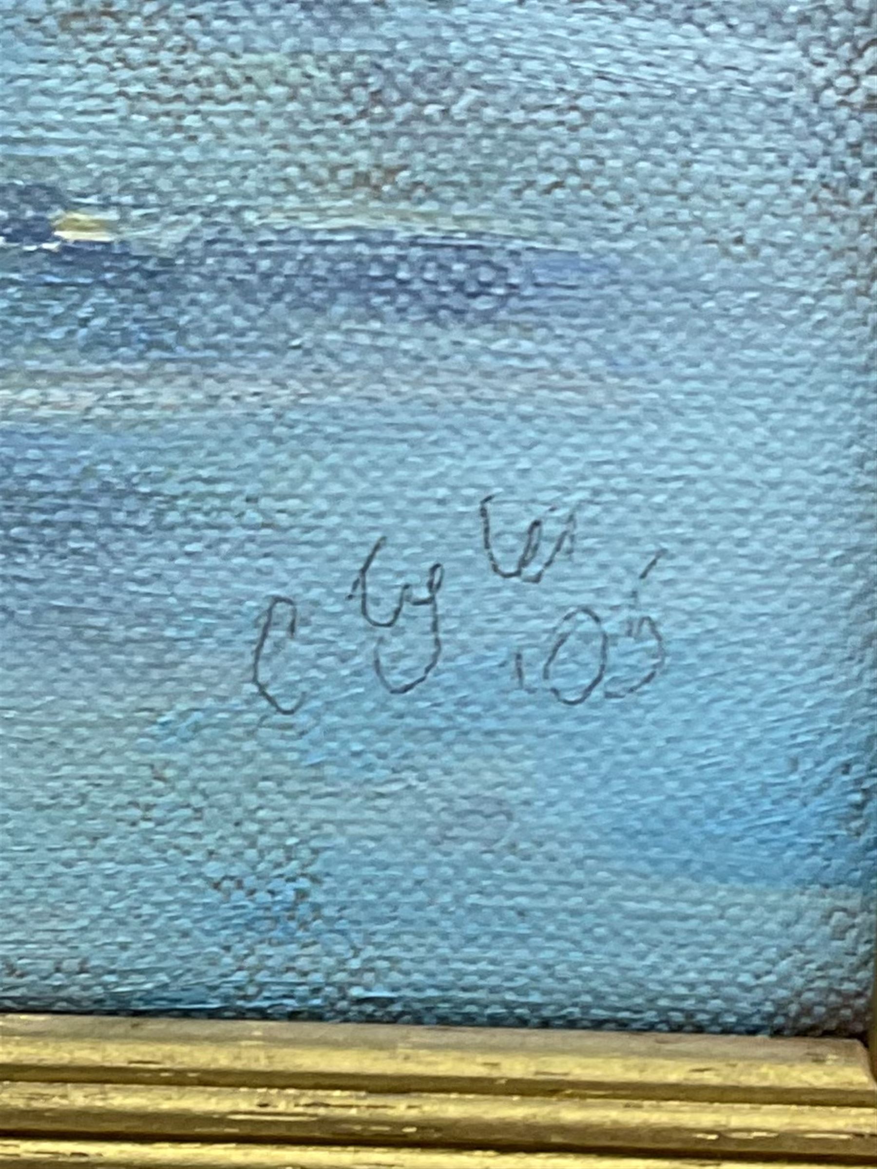 Catherine Tyler (British 1949-): 'Cliffs at Seaford - Sussex', oil on canvas signed, inscribed verso 30cm x 40cm