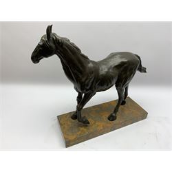 Large bronze study modelled as a horse, upon marble base, H46.5cm L54cm