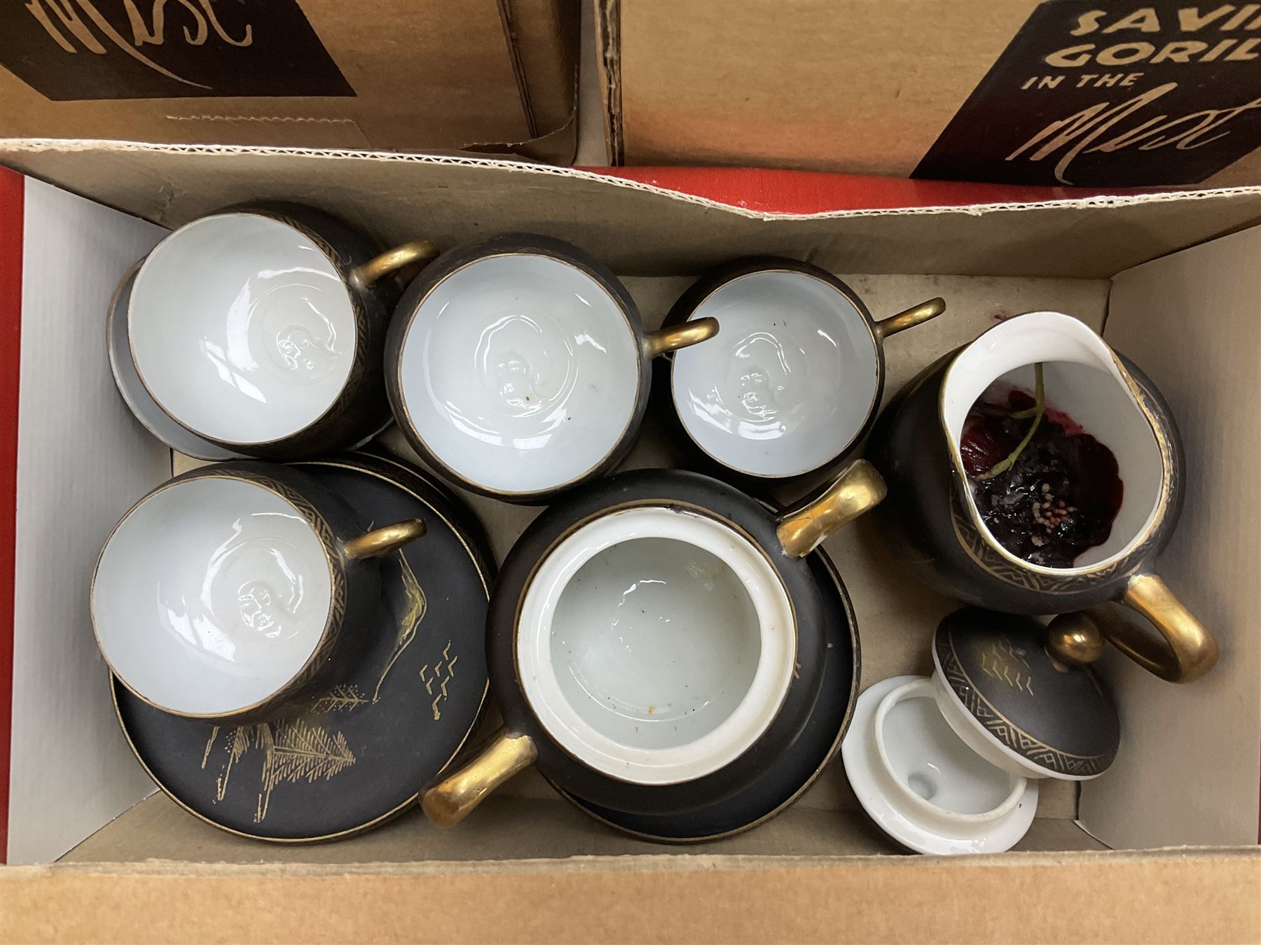 Quantity of boxed Saving the Gorillas in the Mist figures, boxed Royal Doulton glasses, art glass, ceramics etc in four boxes