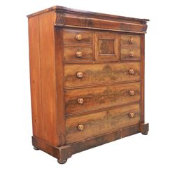 Victorian Scottish mahogany chest, cushion drawer over assorted small drawers and three lo...