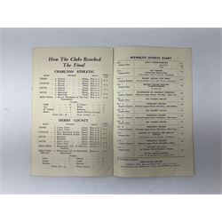1946 FA Cup Final Charlton Athletic v Derby County football programme played 27th April 1946 at Wembley, signed to the centre pages by Raich Carter above his team name. Provenance: By direct descent from the family of Raich Carter having been consigned by his daughter Jane Carter.