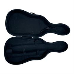 Two full-size hard moulded cello cases, Gear 4 Music 1/4 violin and empty violin cases