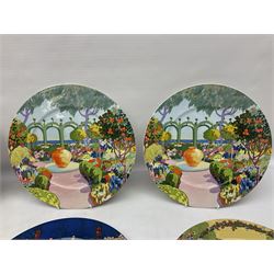 Set of six Villeroy & Boch chargers from the Jardins Francais series, all with printed marks beneath, D30cm