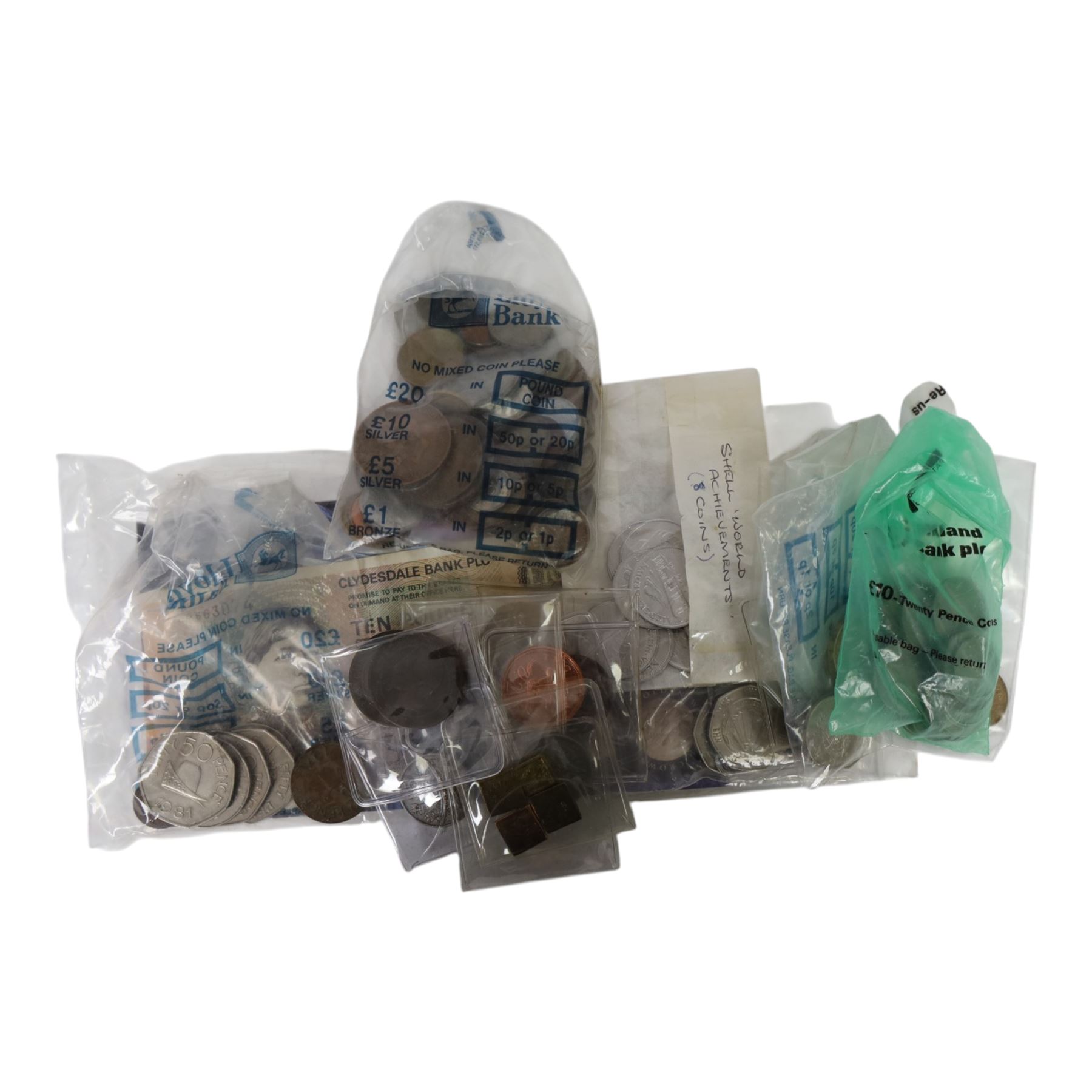 Great British and World coins, including a small quantity of Great British pre-1947 silver, five five pound coins, Canada 1949 one dollar, etc