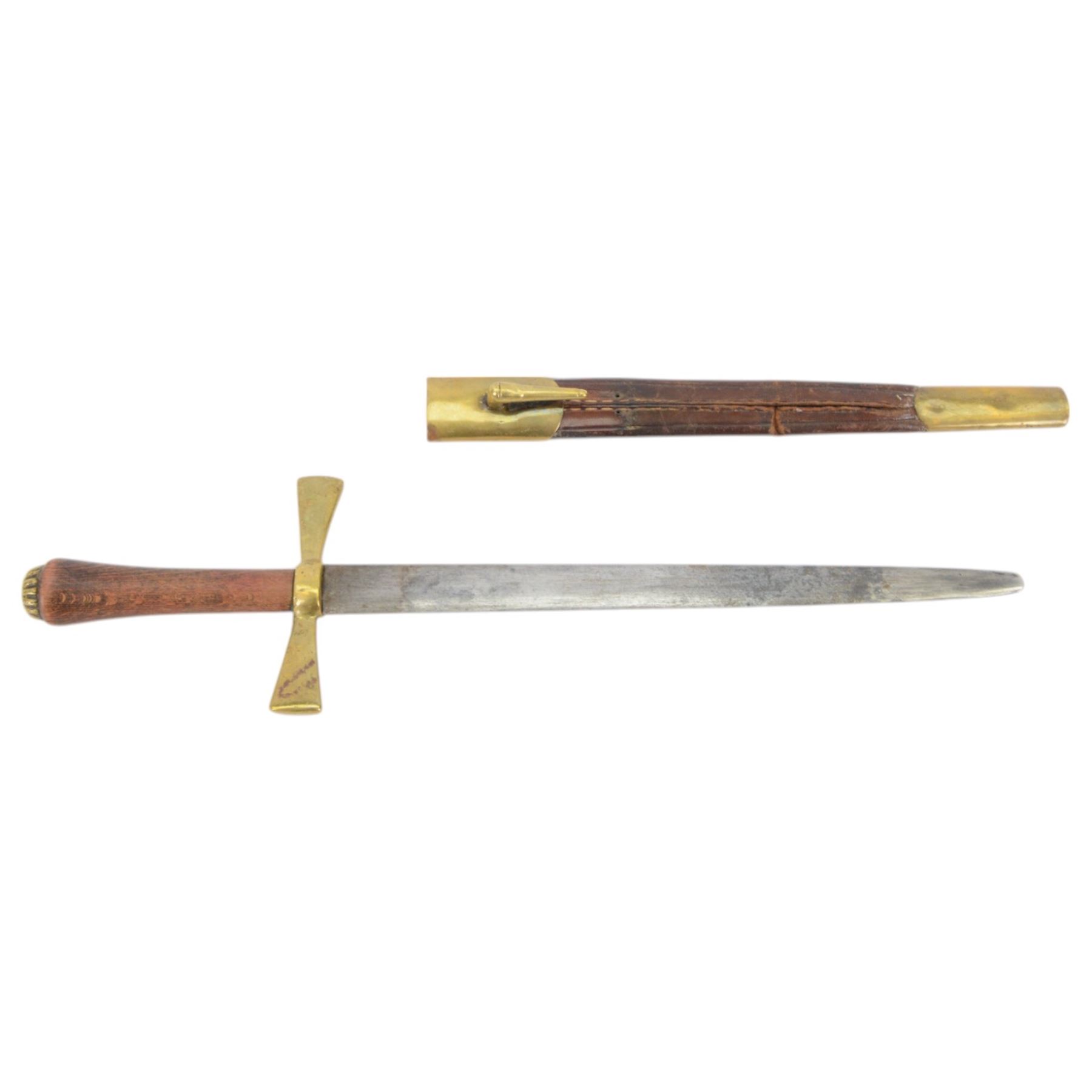 Four court swords, together with fencing foil and dagger in leather and brass scabbard 