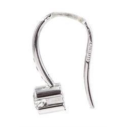 Pair of 18ct white gold diamond pendant half bezel set earrings, hallmarked, total diamond weight approx 0.26 carat