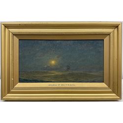 Frederick William Meyer (British 1846-1919): 'Moonrise at Sea', oil on board signed with monogram, titled verso (within the frame) 15cm x 29cm