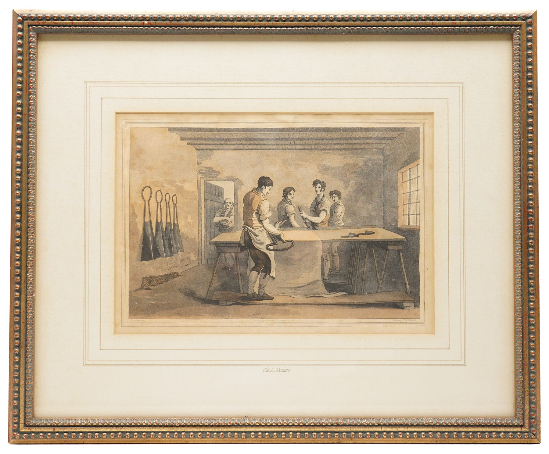 Robert Havell Sr. (British 1769-1832) after George Walker (British 1781-1856): Illustrations from The Costume of Yorkshire - 'Whalebone Scrapers' 'Fishermen' 'Farmers' 'The Cloth Dressers' 'Nor and Spell' and 'Moor Guide, six hand-coloured engravings 19.5cm x 29.5cm (6)
