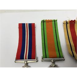 Group of five WWII medals comprising 1939-45 War Medal, Defence Medal and Italy, Africa and 1939-45 Stars; all with ribbons (5)