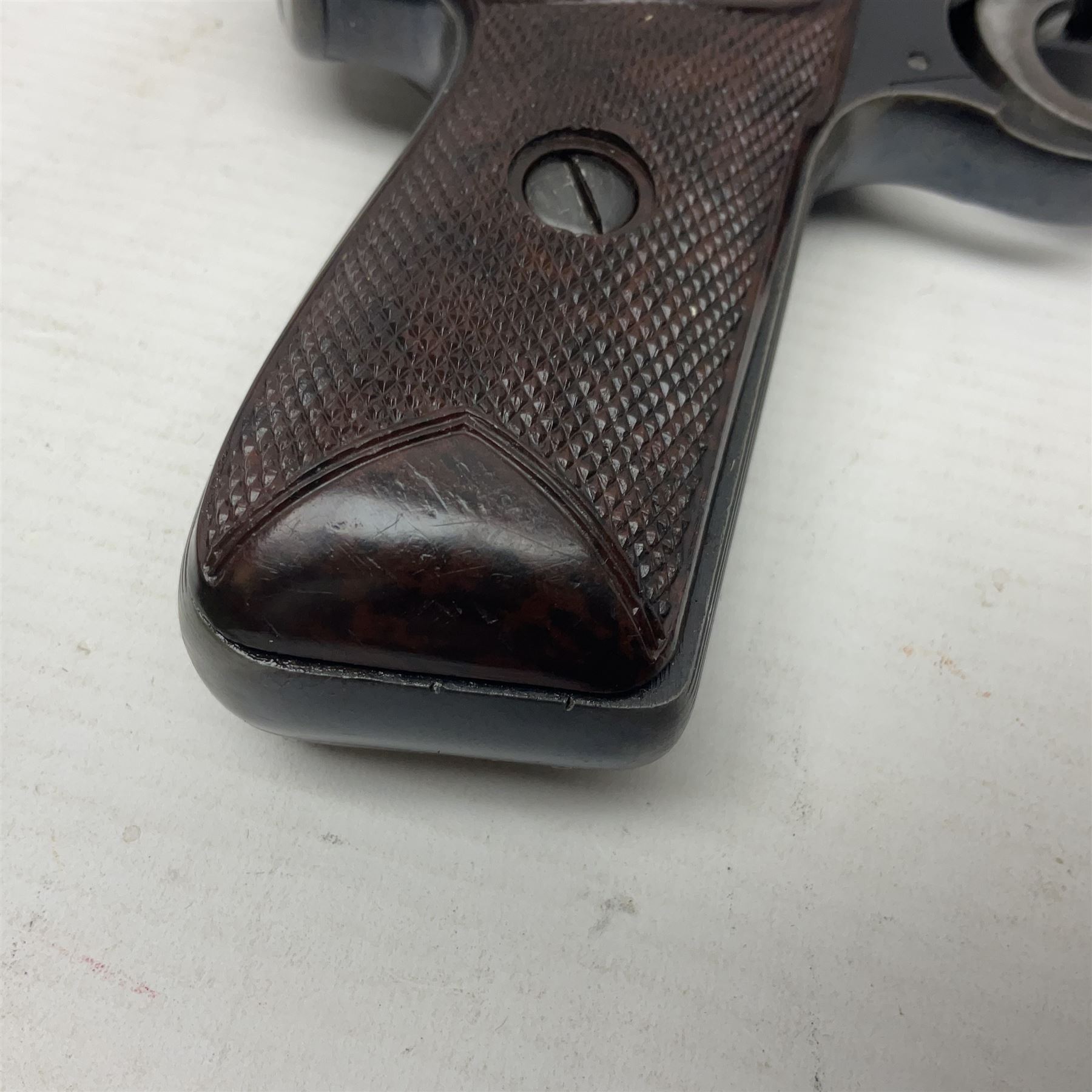 Webley Senior .22 cal. air pistol with top lever action, serial no.273; in original box with label under lid; together with two tins of pellets NB: AGE RESTRICTIONS APPLY TO THE PURCHASE OF AIR WEAPONS.