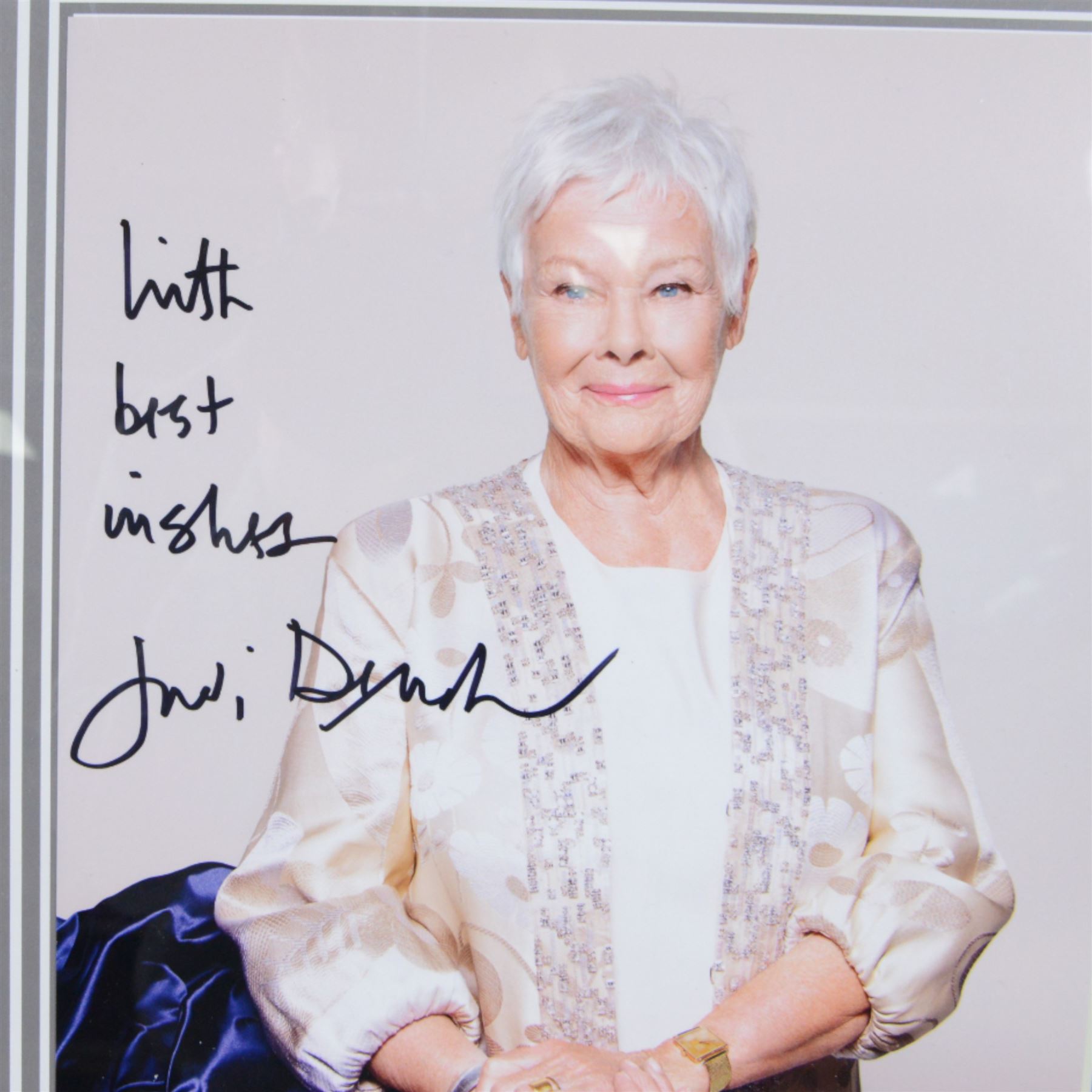Judi Dench signed book 'Scenes From My Life', together with framed signed Judi Dench photograph, one other signed photograph and a signed 'Sunday Times' magazine cover and two further autobiographies