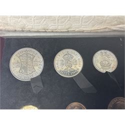 King George VI 1950 nine coin proof set, in Royal Mint red card box