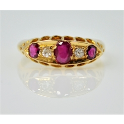 Ruby and diamond 18ct gold ring, Birmingham 1911