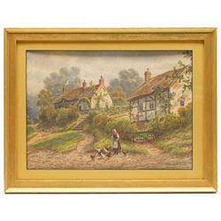 Albert Dunnington (British 1860-1928): Countryside Views and Angler by a Bridge, four watercolours signed and three dated 1915-23, three in matching frames max 25cm x 35cm (4)
