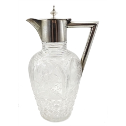  Silver mounted cut glass claret jug by Roberts & Belk, Sheffield 1905, H24cm  