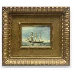Continental School (20th Century): Shipping in Calm Seas, oil on panel indistinctly signed 12cm x 16cm
