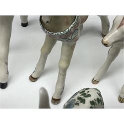 Basil Matthews figures, comprising horses, deer and fawns, all with painted mark beneath, largest H14cm