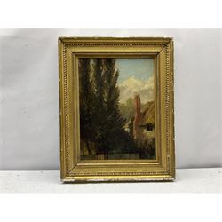 English School (18th/19th century): Cottage by the Trees, oil on canvas unsigned 43cm x 32cm