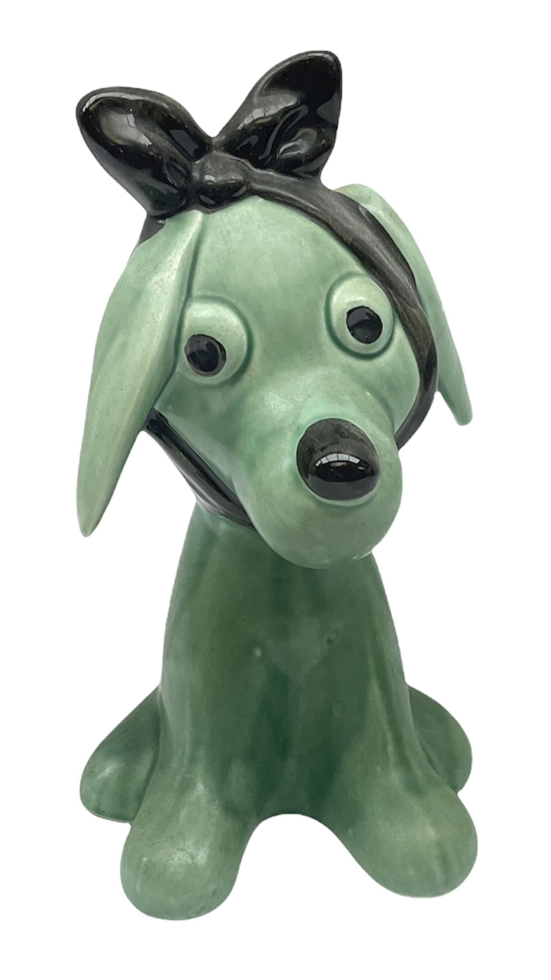 Sylvac 'toothache' dog in the green colourway, no 2451, with impressed beneath, H28.5cm